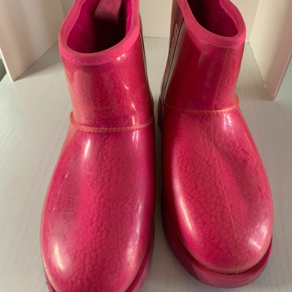 Hot Pink Waterproof Classic Clear Mini UGG Boots - Picture 2 of 6